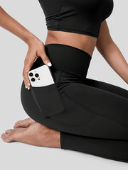 Cross Waist Yoga Pants With Pocket High Stretch Leggings