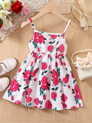 Youth Girl Colorful Heart Print Camisole Princess Dress