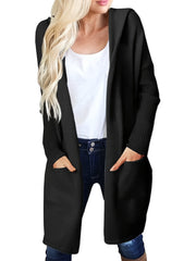 Hooded Loose Pocket Cardigan Fall Winter Knit Women's Clothing