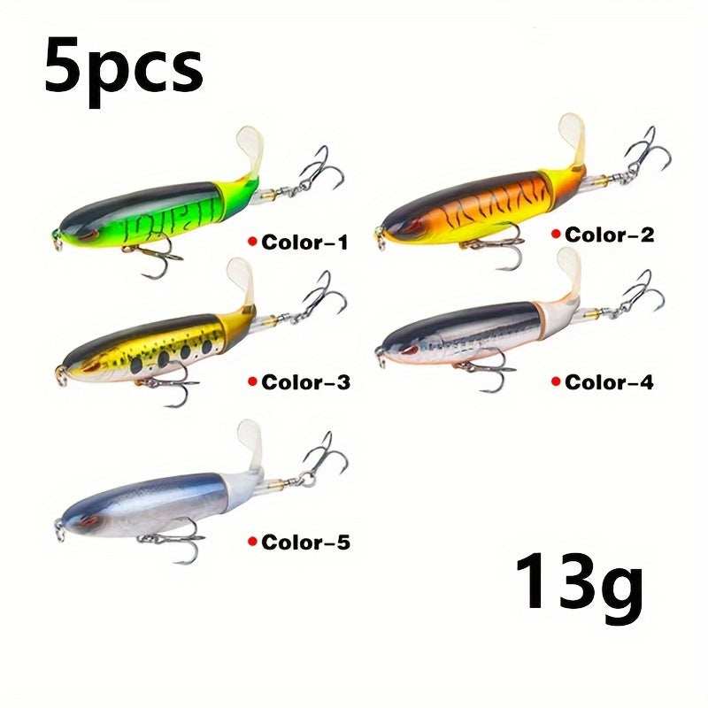 5pcs Topwater Popper Artificial Bait Fishing Tackle
