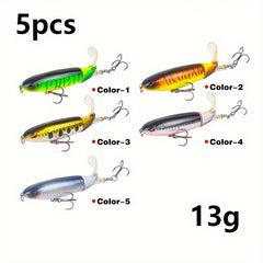 5pcs Topwater Popper Artificial Bait Fishing Tackle