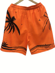 Mesh Lining Palm Tree Swim Trunks 2 Pockets Men's Swimwear