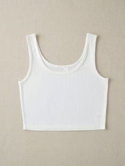 Women's Ribbed Racerback Cropped Sports Tank Top Sleeveless