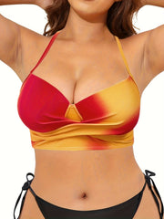 Plus Tie Dye Twist Front V Neck High Stretch Bra