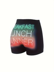 Casual Shorts Women's Plus Art Letter Print Ombre