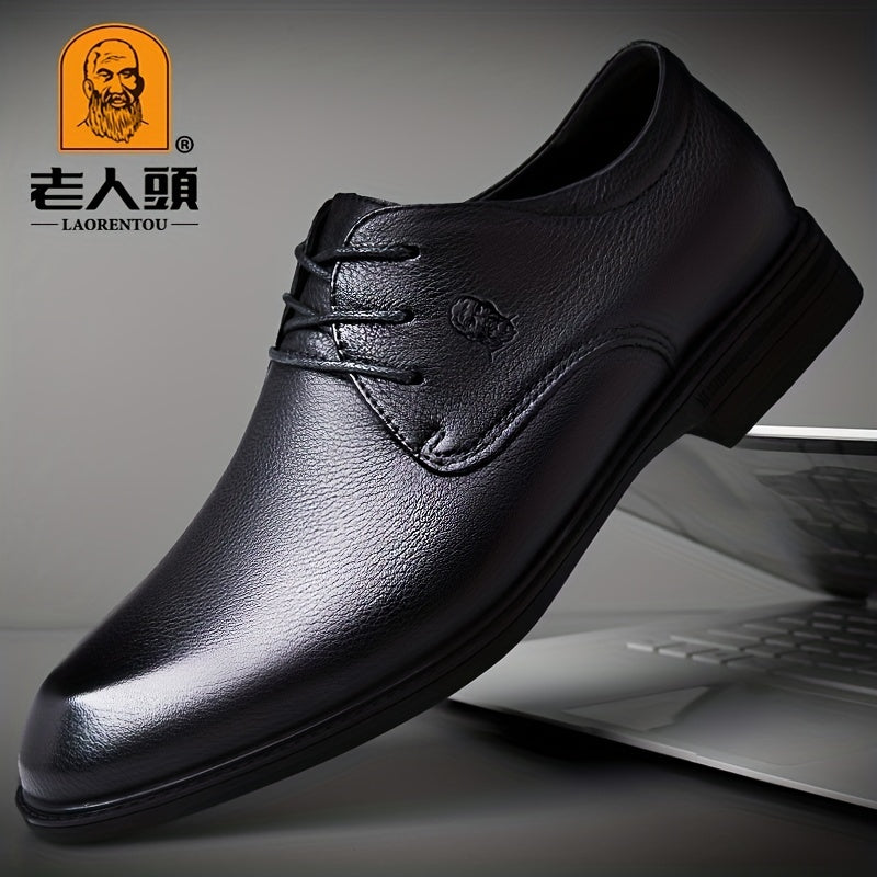 LAORENTOU Men's Leather Loafer Shoes Lightweight Lace Up Dress Shoes