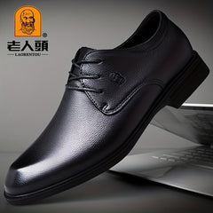 LAORENTOU Men's Leather Loafer Shoes Lightweight Lace Up Dress Shoes