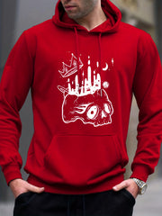 Skull Crown Print Hoodie Men's Casual Graphic Pullover Hoodie
