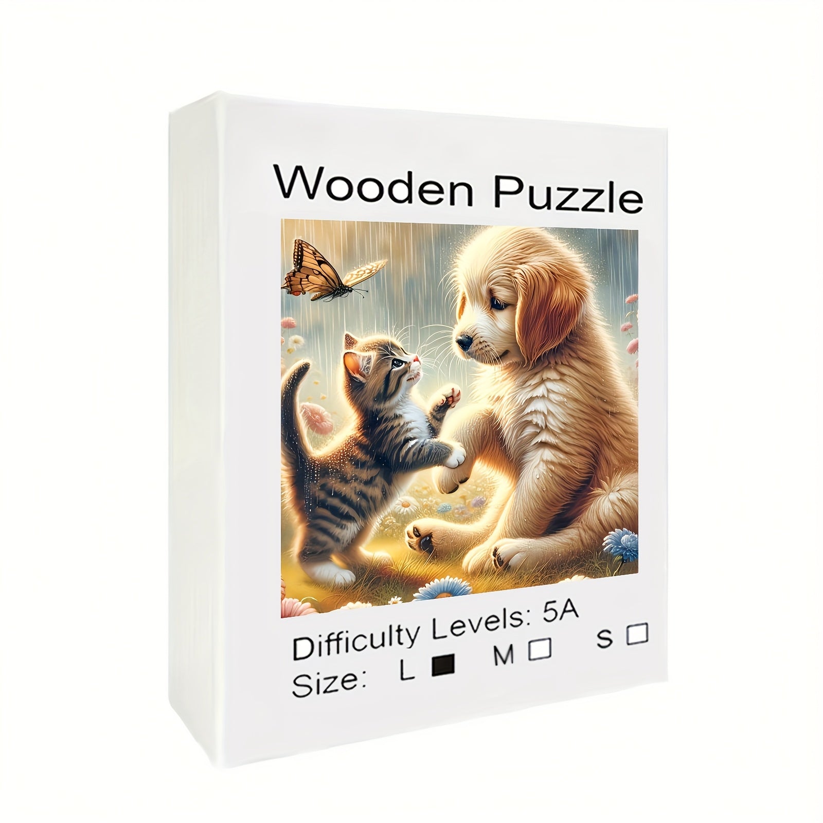 Adorable Kitten and Puppy Wooden Jigsaw Puzzle