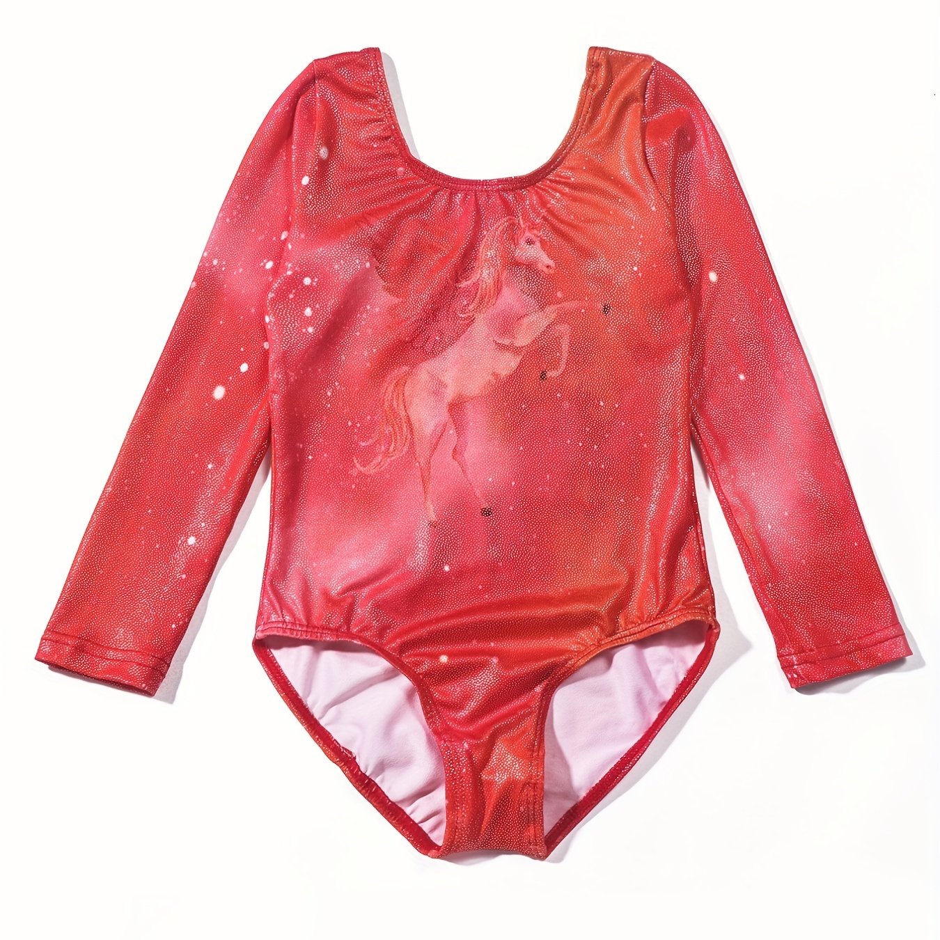 Girl's Horse Pattern Gymnastics Tights Long Sleeve Leotard