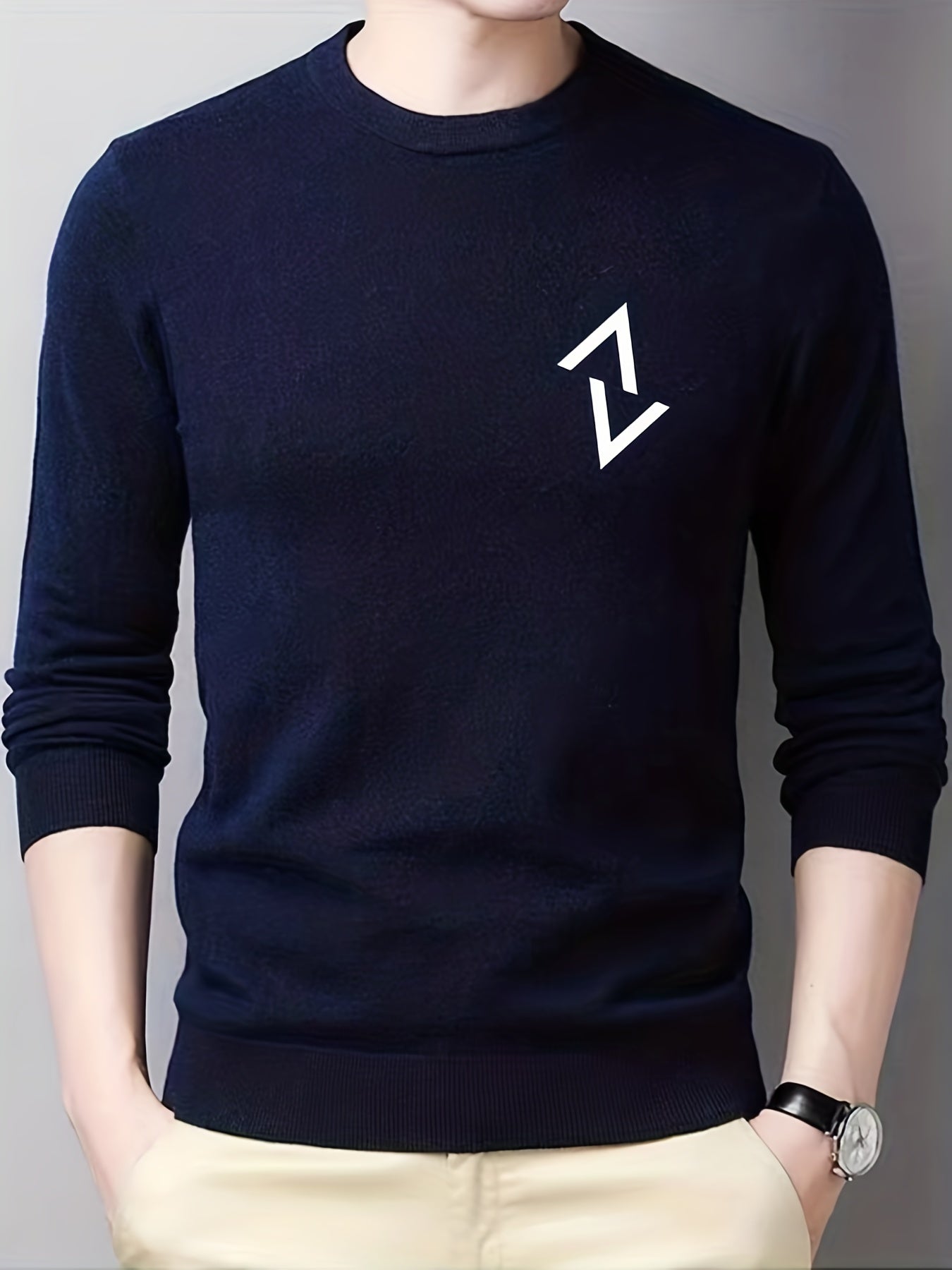 Geometric Pattern Knitted Sweater for Men