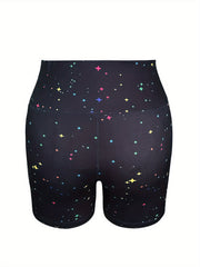 Women's Star Print Cross Waist Yoga Shorts for Fitness and Running