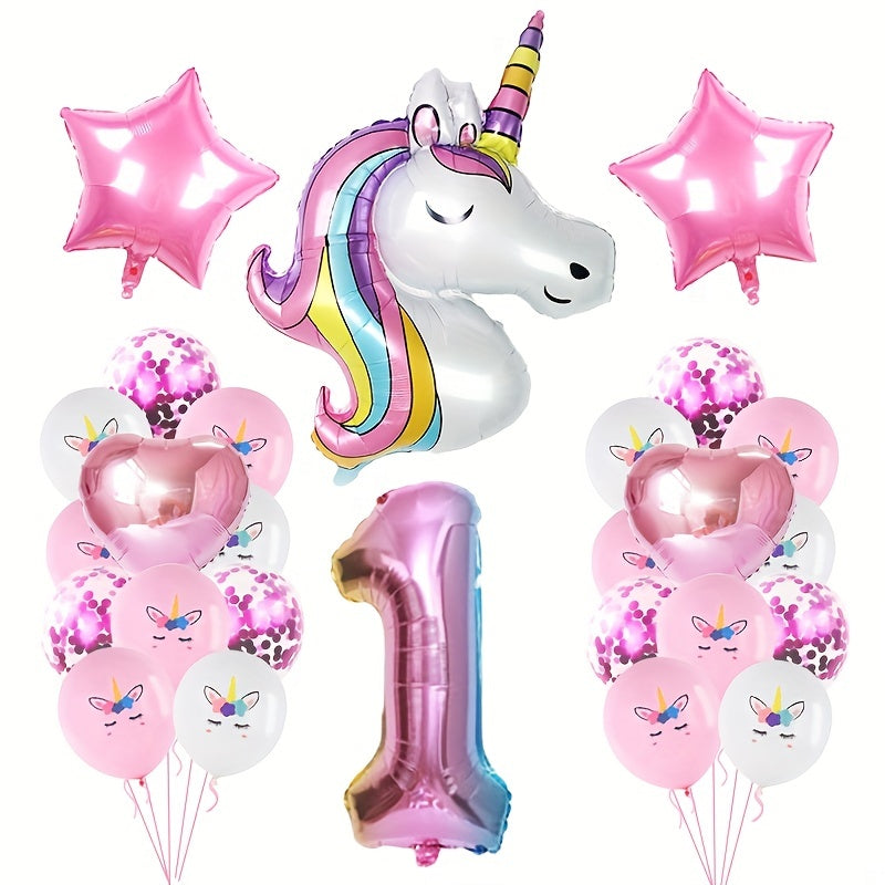 21pcs Unicorn Birthday Number Balloons - Make Your Party Magical