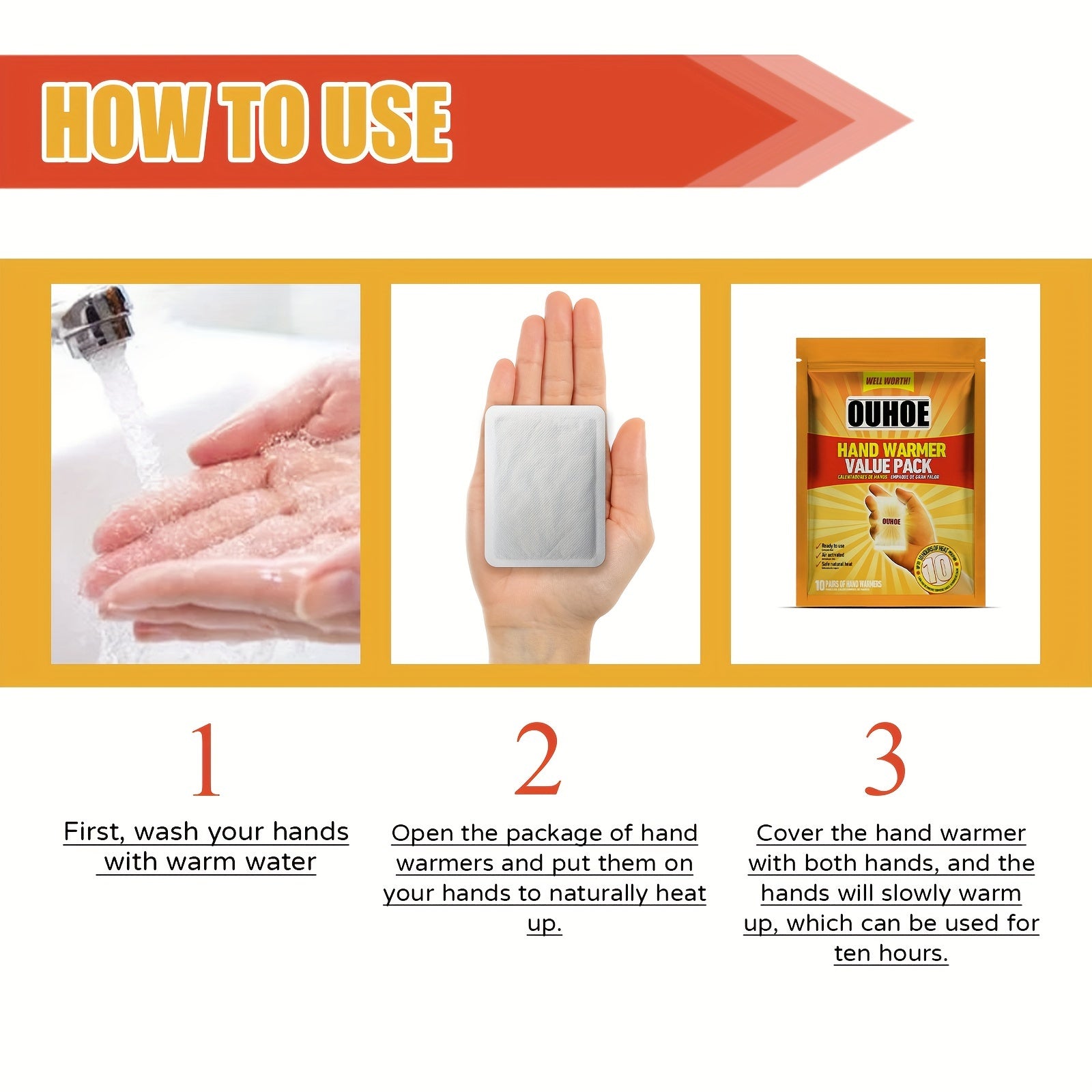 Self-Heating Hand Warmer Sticker for Outdoor Use