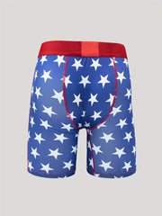Men's Star Pattern Boxer Shorts with Elastic Waistband