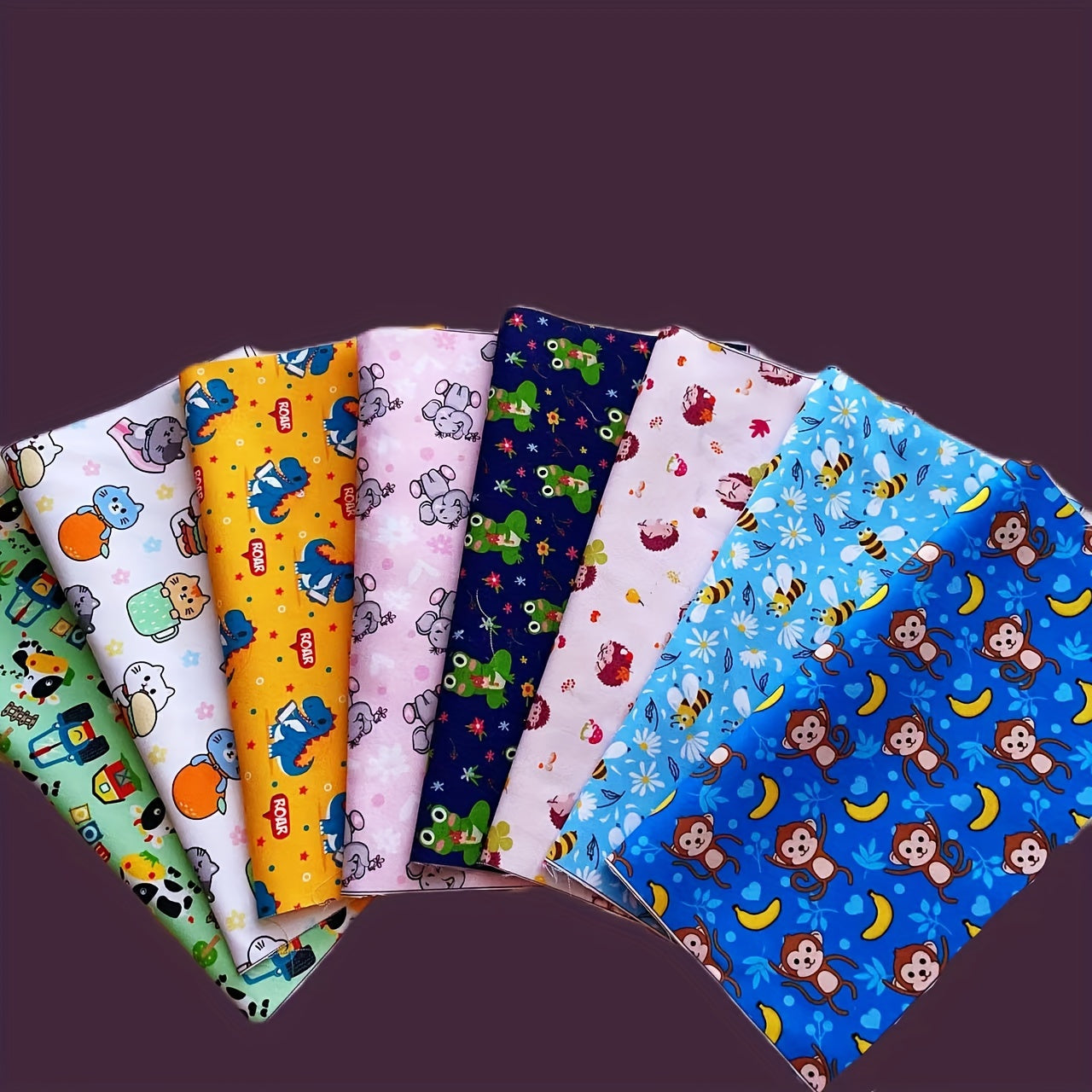 8pcs Animal Theme Fabric Polyester Fat Quarter DIY Sewing Supplies