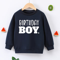 BIRTHDAY BOY Letter Print Boys Casual Sweatshirt