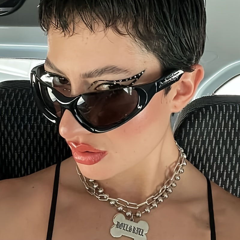 Futuristic Punk Y2K Semi-frame Concave Sunglasses