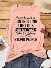 Letter Print Tank Top Crew Neck Casual Top For Summer & Spring Women's Clothing