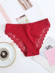 6pcs Mixed Lace Trim Low Waist Panties Pack