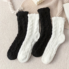 5 Pairs Fuzzy Socks Warm Mid Tube Women's Stockings & Hosiery