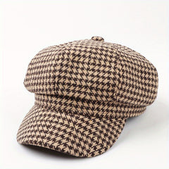 Thousand Bird Lattice Octagonal Hat Bright Silk Beret Plaid Painter Hat