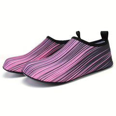 Unisex Stripe Slip On Water Socks Quick Drying Beach Barefoot Shoes