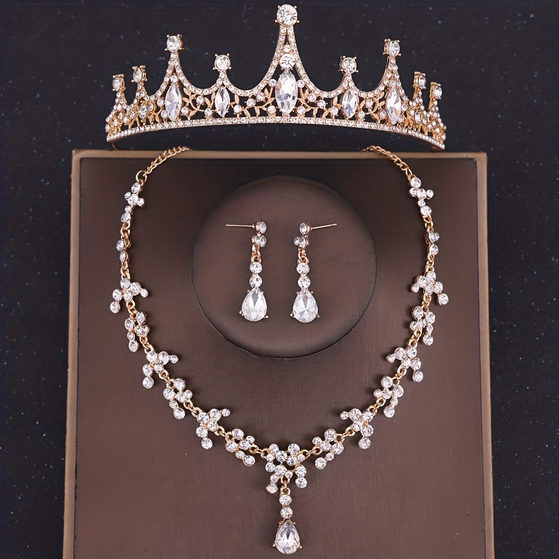 Crystal Crop Necklace And Earrings Set Bridal Jewelry Accessories