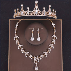 Crystal Crop Necklace And Earrings Set Bridal Jewelry Accessories