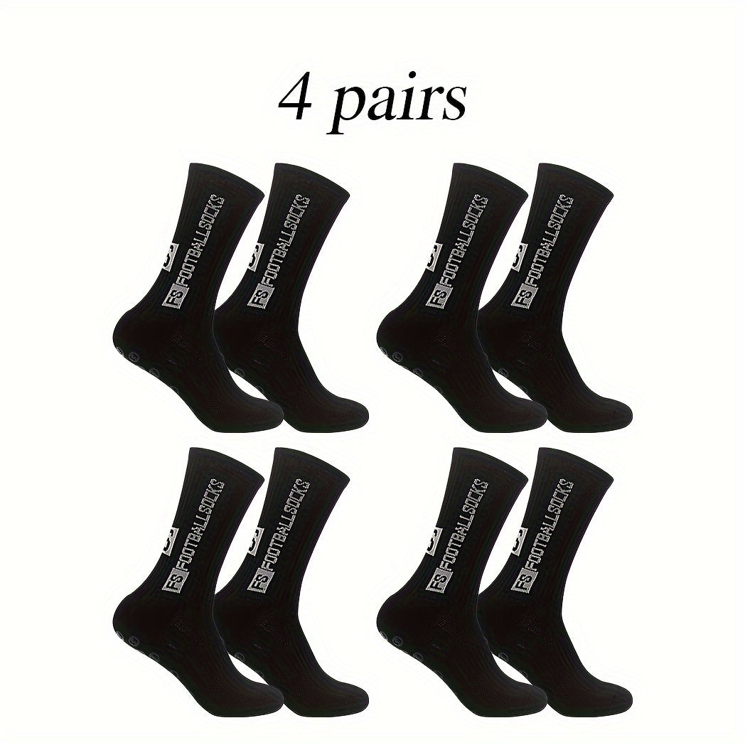 4 Pairs Non Slip Soccer Socks Outdoor Sports Crew Socks Football Socks