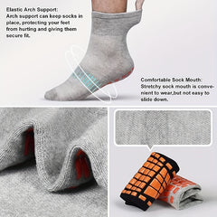 3 Pairs Men's Casual Non-Slip Yoga Socks, Warm Mid-Calf Cotton