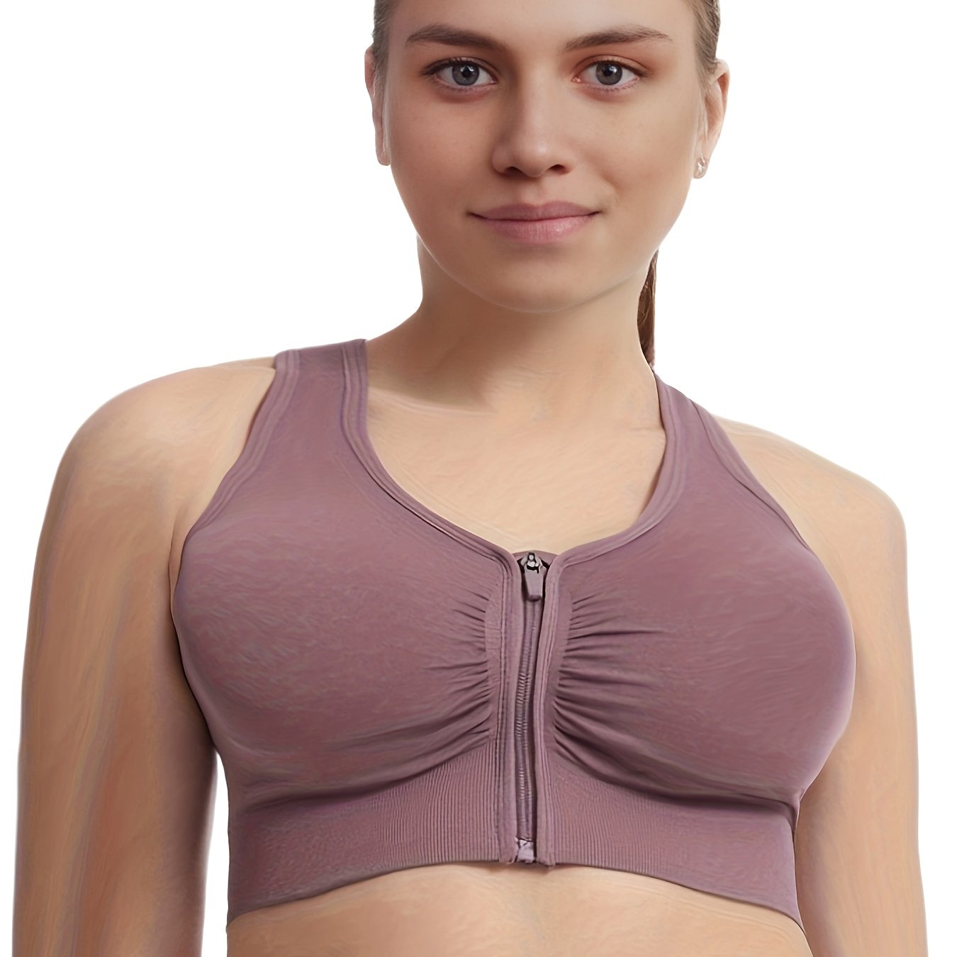 Zip Front Cut Out Back Sports Bra