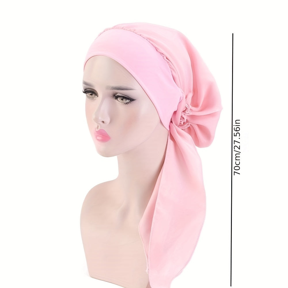Flower Print Soft Bonnet Silk Head Wrap Women Turban Casual Head Scarf