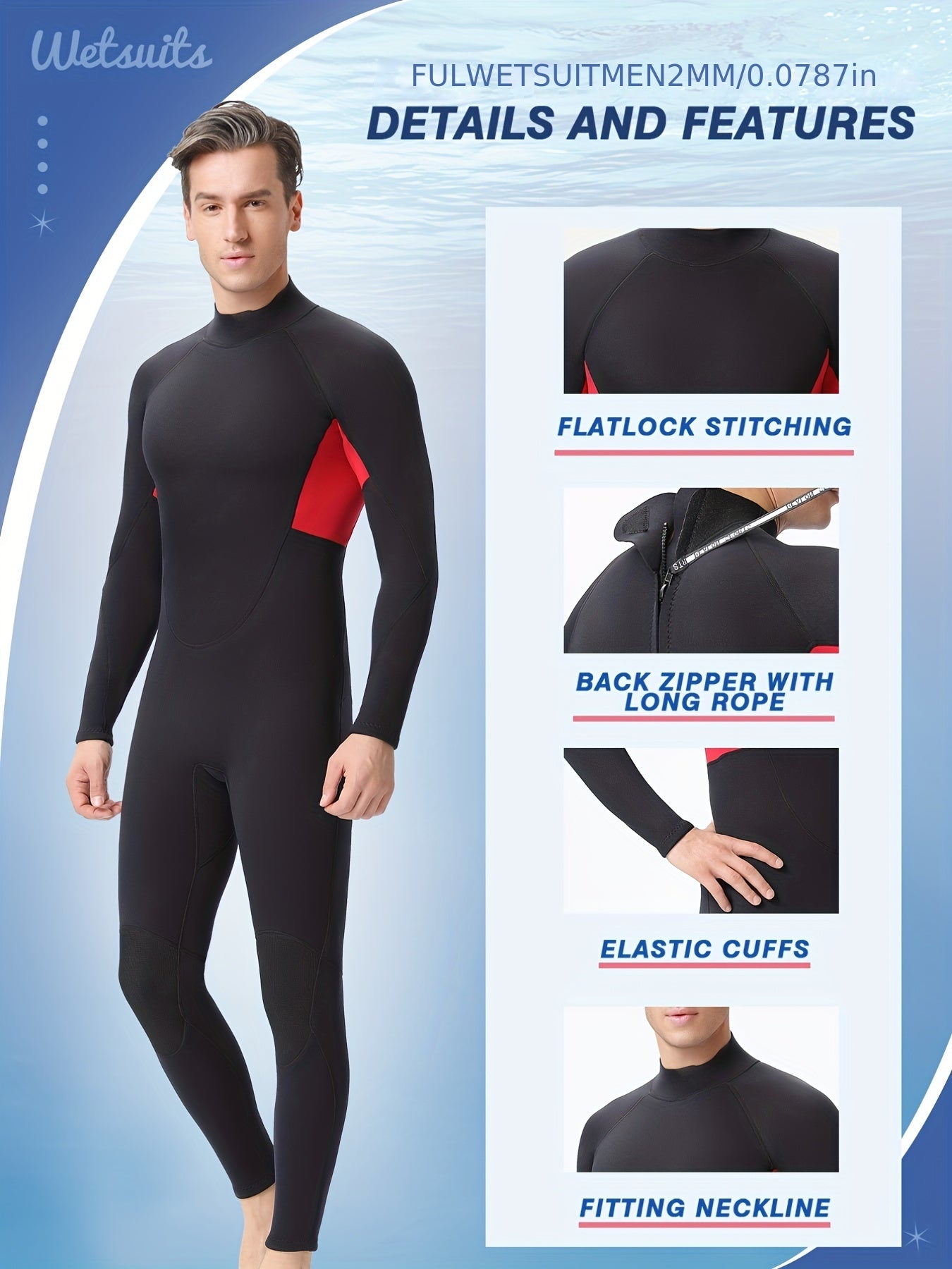 REALON Men's 2mm Neoprene Diving Wetsuit