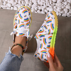 Rainbow Print Canvas Outdoor Shoes Lightweight Sneakers