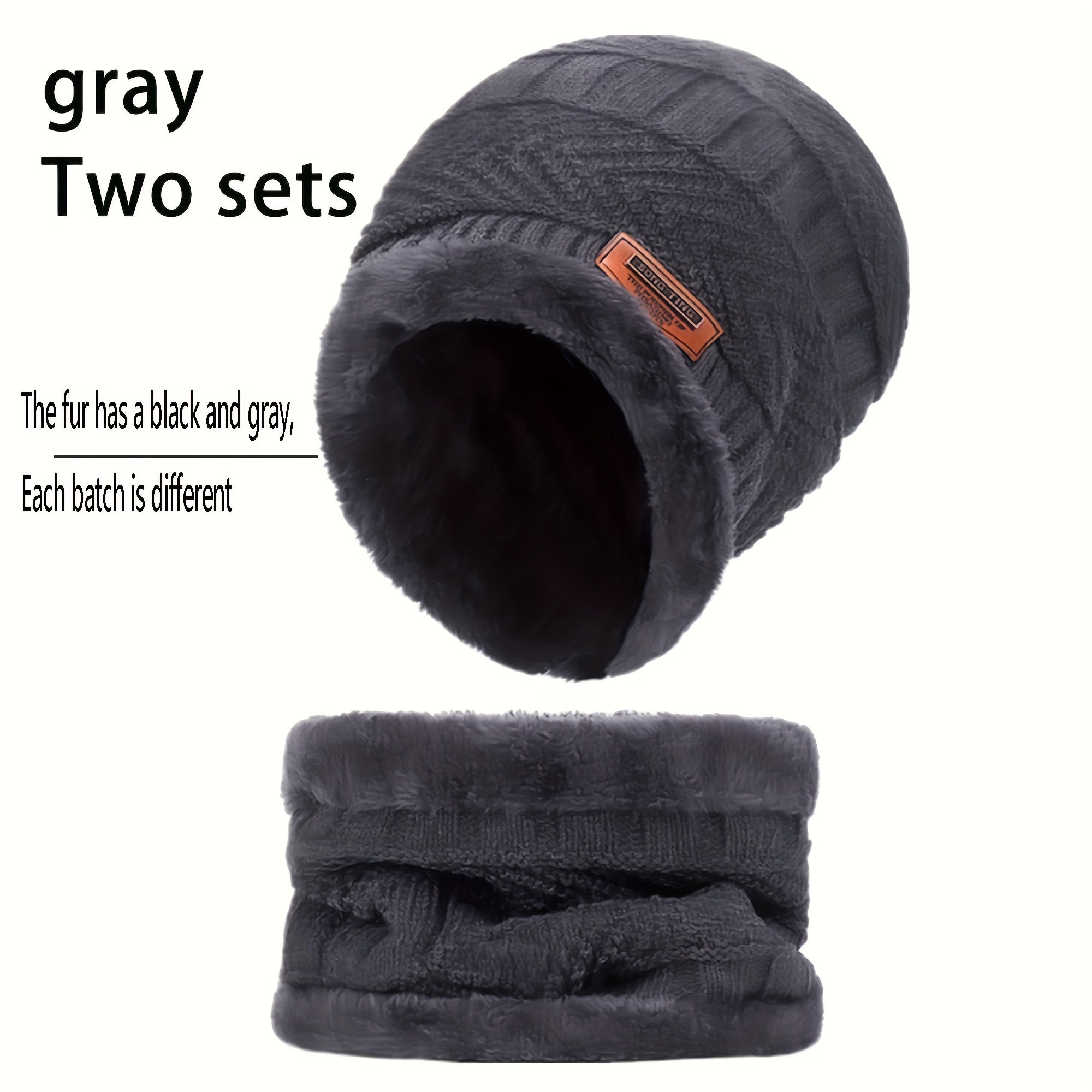 Winter Fleece lined Knit Hat Scarf Touch Gloves 3pc Set