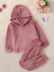 Girl's Fleece Loungewear Set Long Sleeve Hoodie Top & Pants
