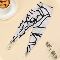 Silk Scarf Magnetic Buckle Classic Print Neckerchief Necklace