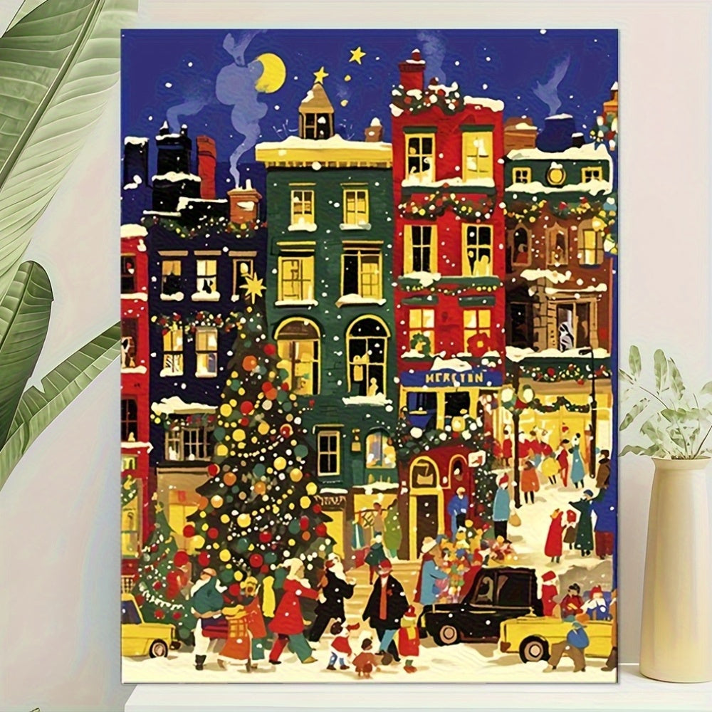 Christmas Town Street Scene Painting Set - Ideal Gift and Home Decor