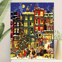 Christmas Town Street Scene Painting Set - Ideal Gift and Home Decor