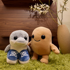 Adorable Shark & Wooden Plush Figures Mixed Character Decor Gift