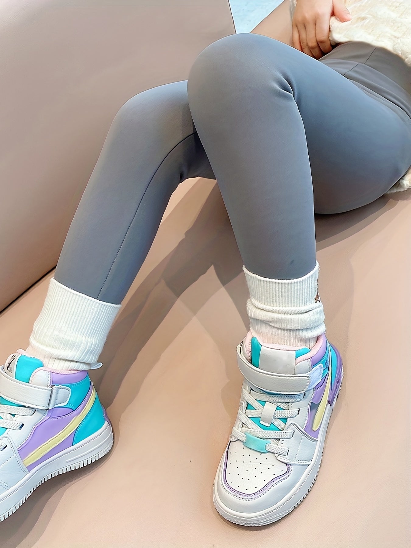 Girls Active Leggings High Waist Skinny Pants for Sports Yoga Running