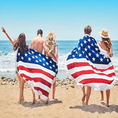 Circular Beach Mat Swimming Pool Towel National Flag Shawl