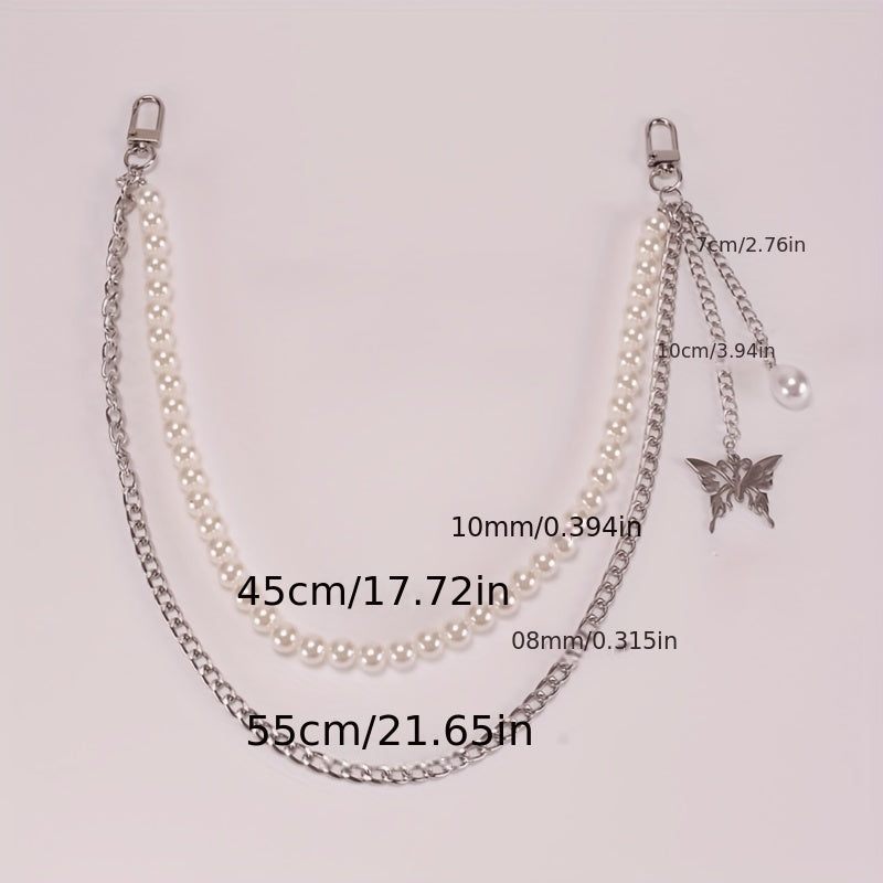 Pearl Butterfly Chains for Skirts Pants Jeans Belt Accessories