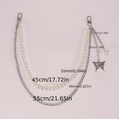 Pearl Butterfly Chains for Skirts Pants Jeans Belt Accessories
