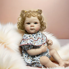Lifelike Reborn Girl Doll with Rooted Hair & Floral Print Dress