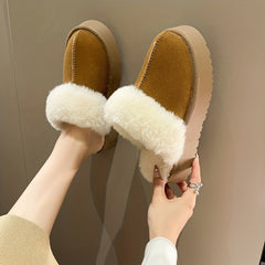 Women's Plush Lined Platform Mules Warm & Comfy Closed Toe