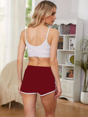 Colorblock Trim Lounge Shorts Elastic Waistband Womens Loungewear