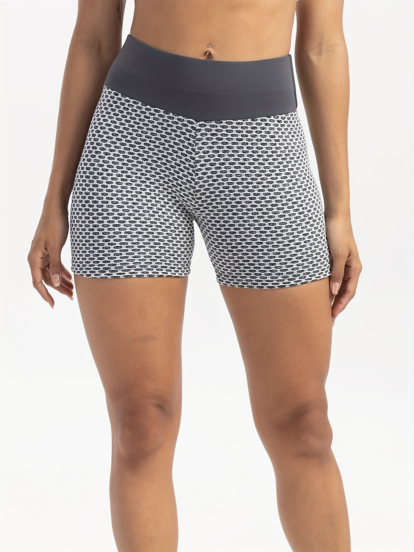 Honeycomb Workout Yoga Shorts High Waist Running Biker Shorts Women's Activewear
