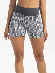 Honeycomb Workout Yoga Shorts High Waist Running Biker Shorts Women's Activewear